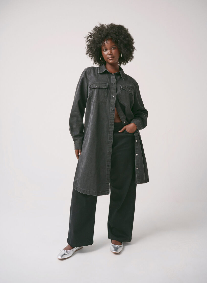 Cropped Vera jeans med straight fit, Black, Image image number 0