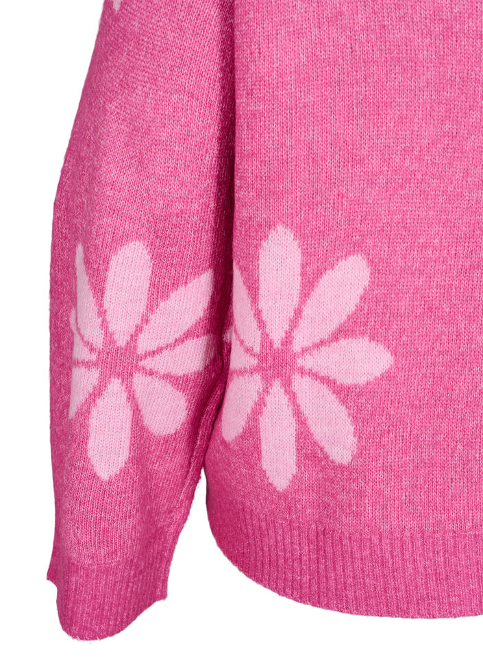 Strikbluse med blomster, Raspberry Rose Comb, Packshot image number 3