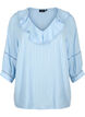 Bluse i bomulds-viskose mix med 3/4 ærmer, Chambray Blue, Packshot image number 0