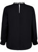 Lang&aelig;rmet bluse med blonder, Black, Packshot image number 1