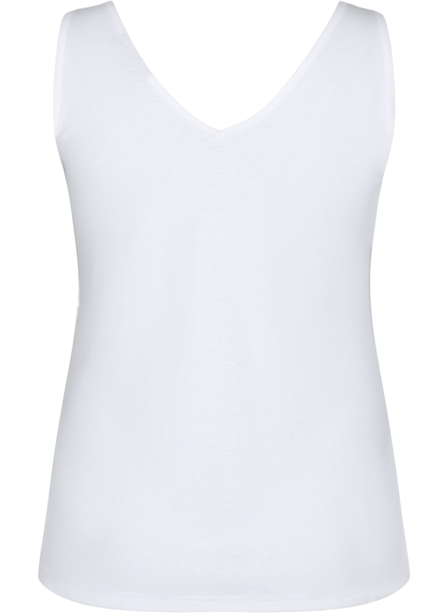 Zizzi Basis top i rib med v-udsk&aelig;ring, Bright White, Packshot image number 1