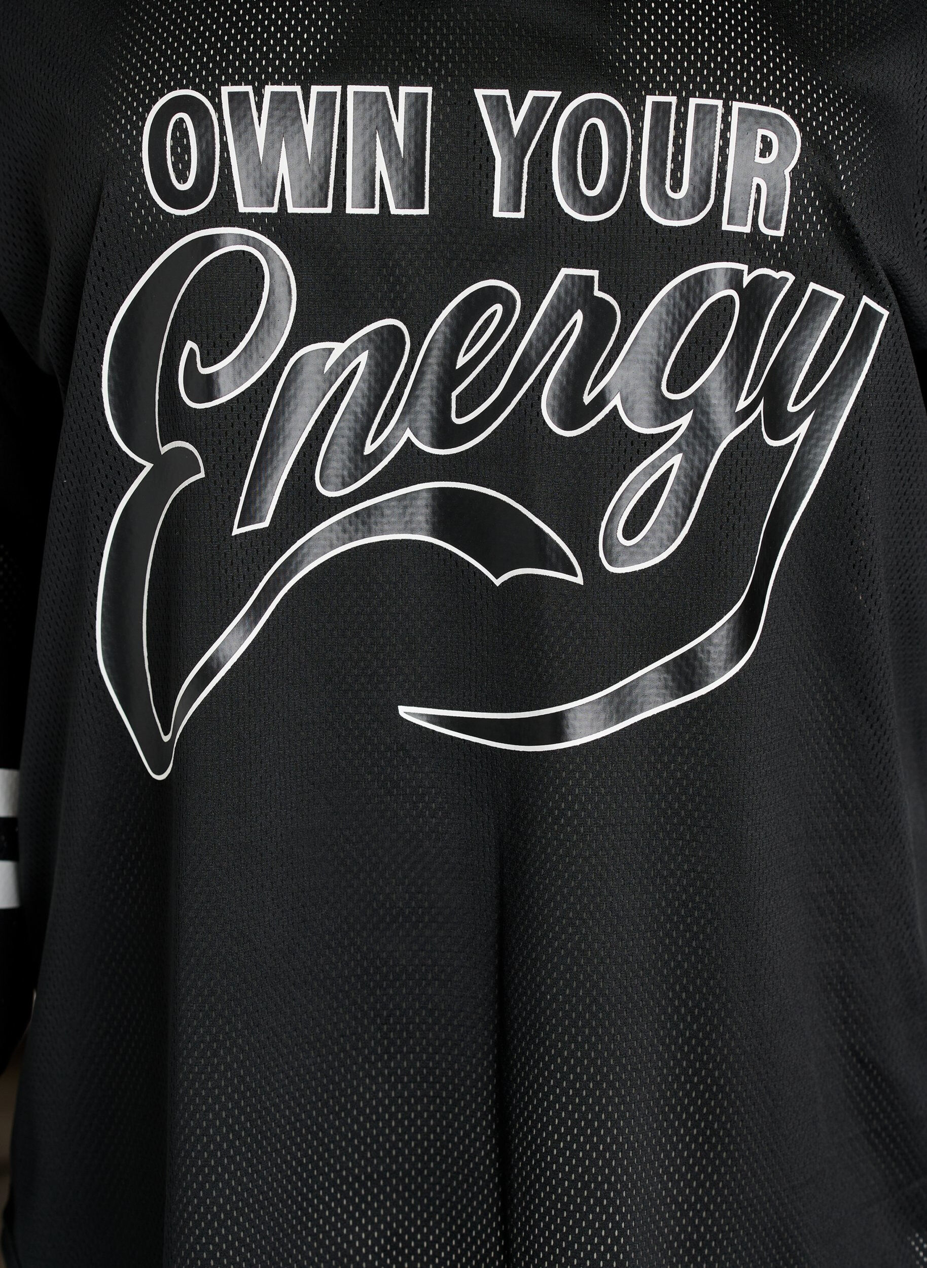 ZizziSporty meshbluse med tekstprint, Sort, Packshot image number 2