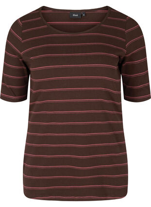 Stribet bomulds t-shirt i rib, Mole Stripe, Packshot image number 0