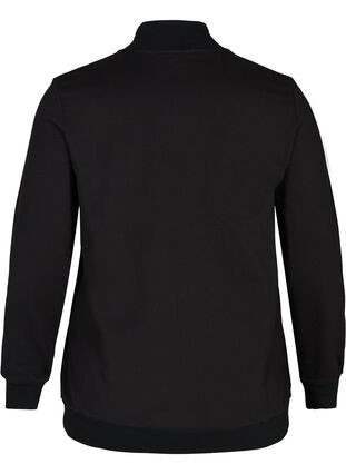 Højhalset sweatshirt med lynlås, Black w. Burlwood, Packshot image number 1