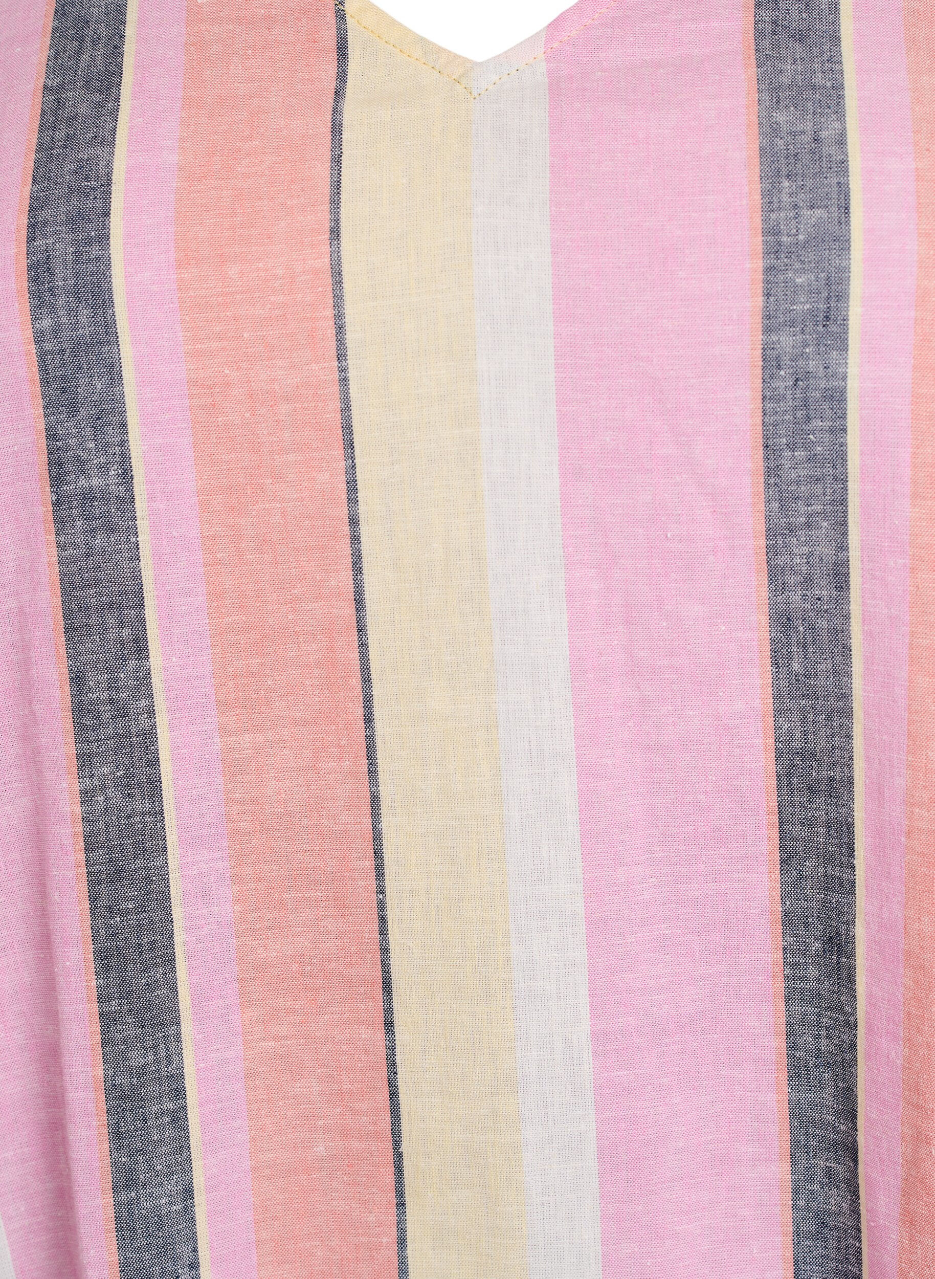 Zizzi Kort kjole i h&oslash;r og viskose med 3/4 &aelig;rmer, Gul, Packshot image number 2