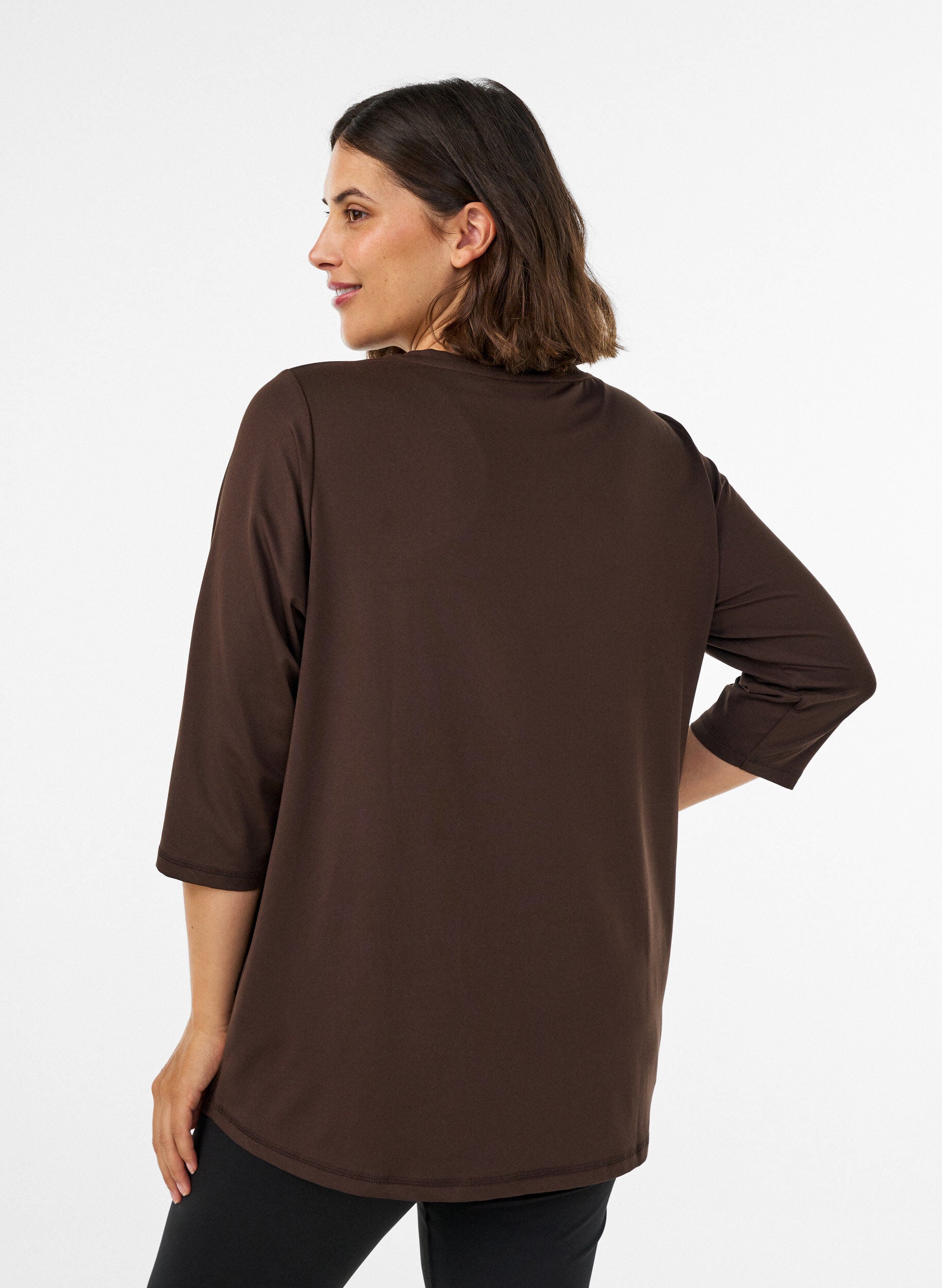 ZizziTr&aelig;ningsbluse med 3/4 &aelig;rmer, Brun, Model image number 2