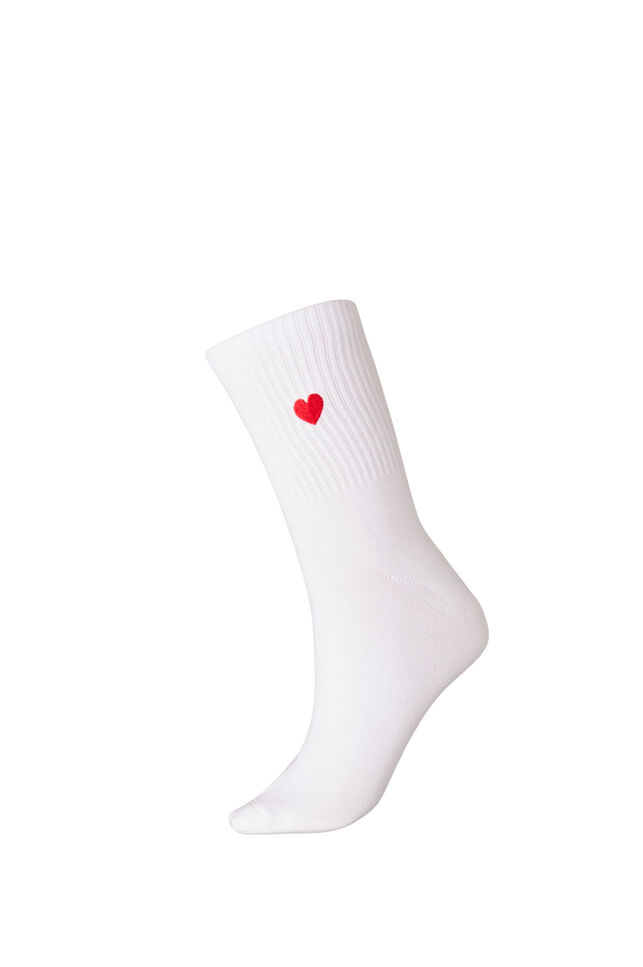 Bomuldsstr&oslash;mper med motiv, Hvid, Packshot image number 0
