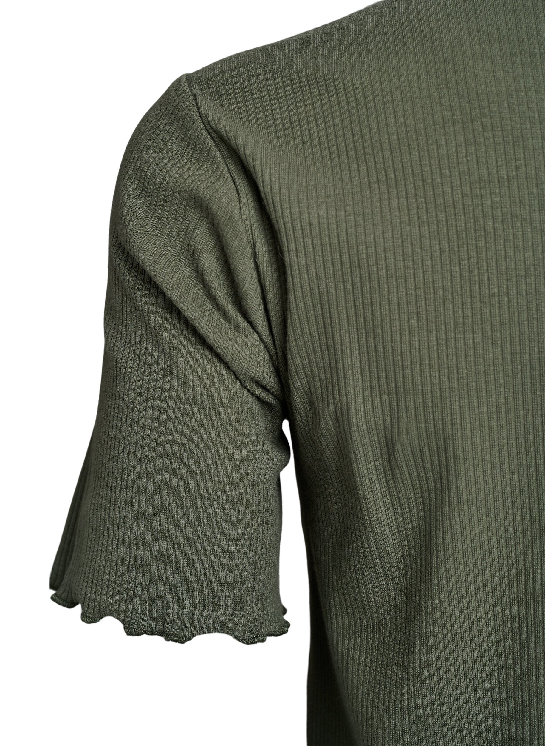 Zizzi Kn&aelig;lang T-shirtkjole i ribbet jersey, Gr&oslash;n, Packshot image number 3