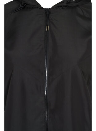 Kort jakke med hætte og justerbar bund, Black, Packshot image number 2