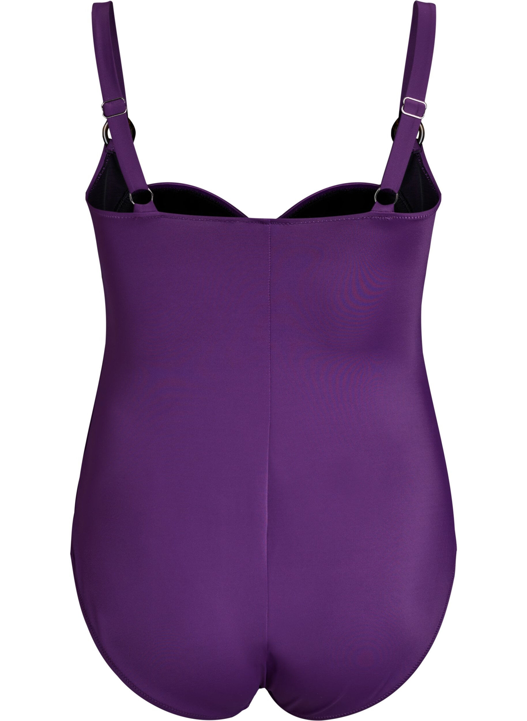 ZizziVatteret badedragt med draperinger, Lilla, Packshot image number 1