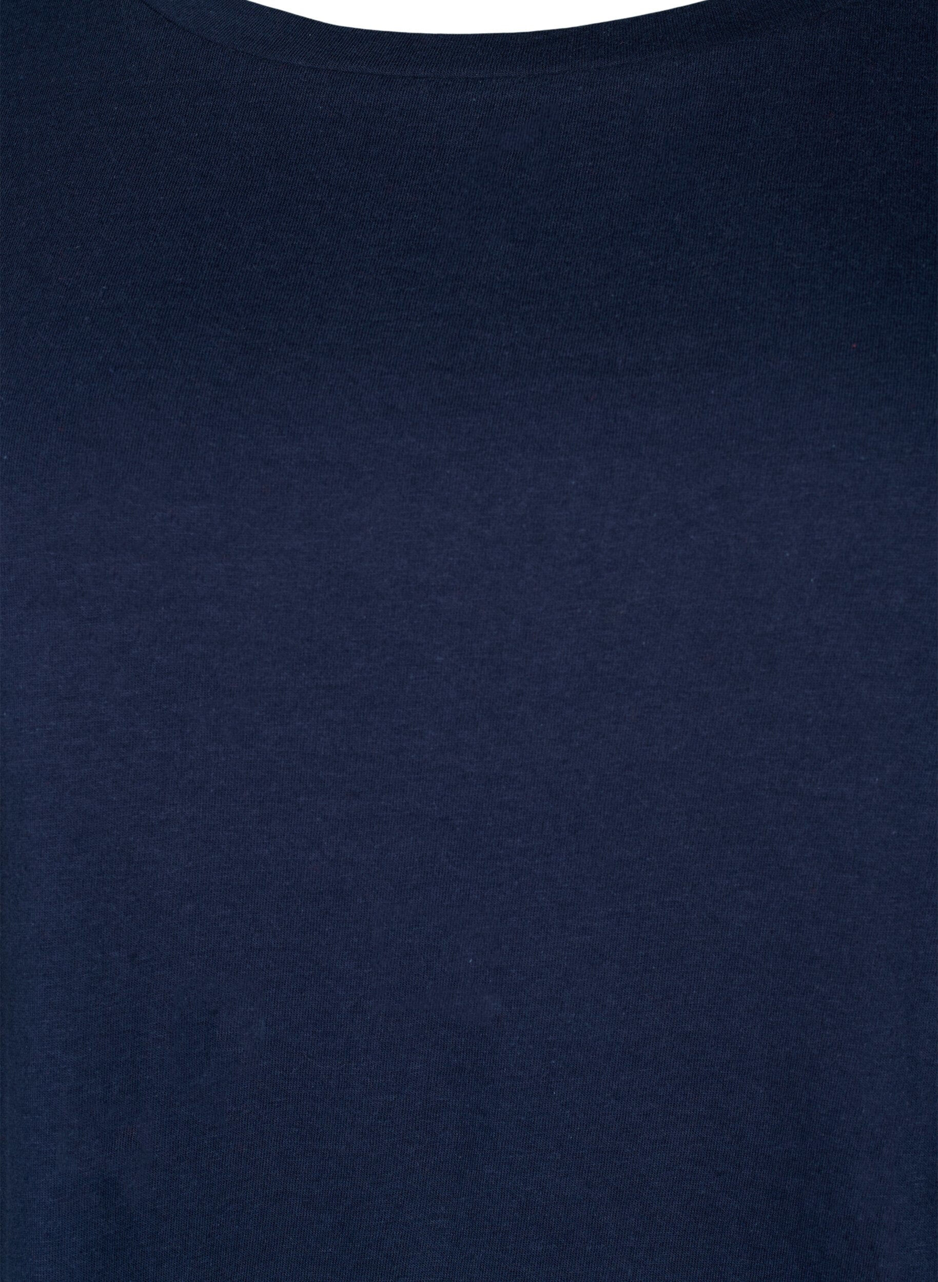Zizzi T-shirt i bomuld med broderi anglaise, Navy Blazer, Packshot image number 2