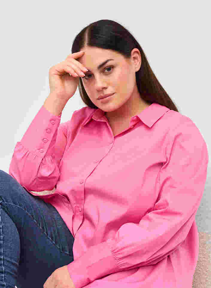 Langærmet skjorte med høj cuff, Aurora Pink, Model image number 2