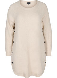 Meleret strikkjole med knapper, Pumice Stone Mel.