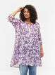 Tunika med blomsterprint og lurex, Beige/Purple Flower, Model image number 0
