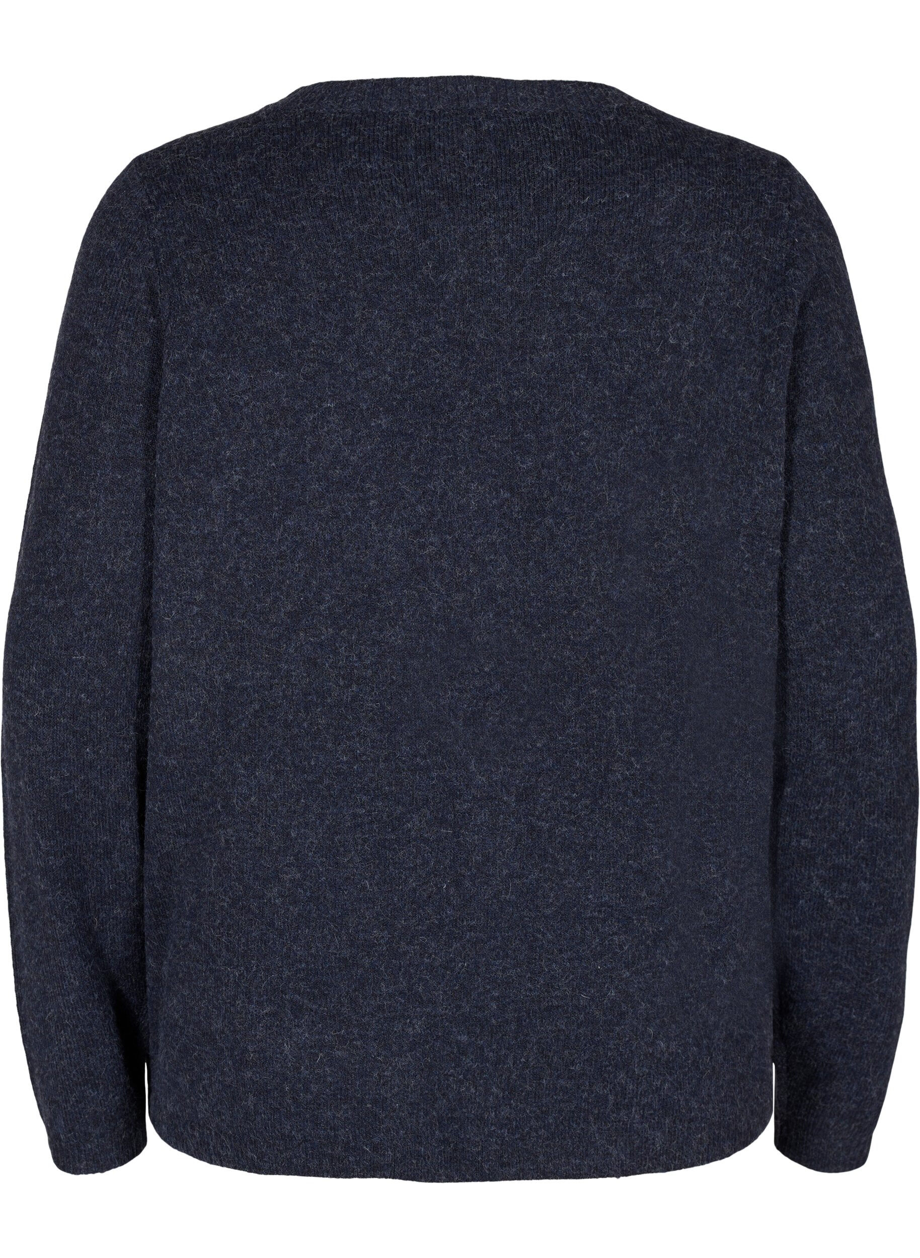 Zizzi Kort meleret strik cardigan med knaplukning, Night Sky Mel., Packshot image number 1