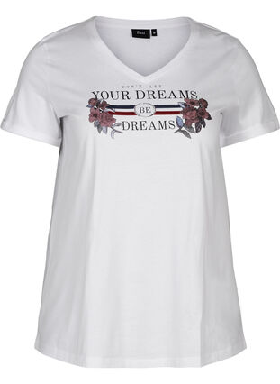 Kortærmet t-shirt med print, Bright White, Packshot image number 0