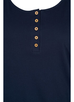 Ensfarvet bomulds top med elastik i bunden, Navy Blazer, Packshot image number 2