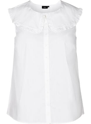 Ærmeløs skjorte med stor krave, Bright White, Packshot image number 0