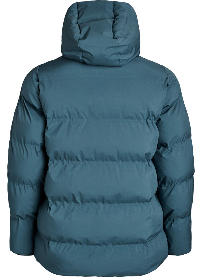 Kort pufferjakke med aftagelig h&aelig;tte, Gr&oslash;n, Packshot image number 1