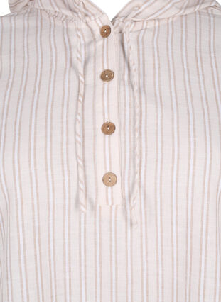Tunika med hætte i bomuld og hør , Wh. Sandshell Stripe, Packshot image number 2