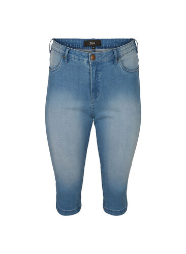Højtaljede Amy capri jeans med super slim fit, Light blue denim, Packshot image number 0