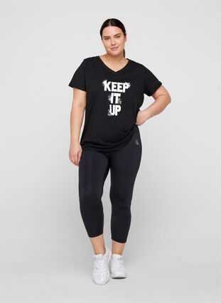 Bomulds trænings t-shirt med tryk, Black Keep, Model image number 2