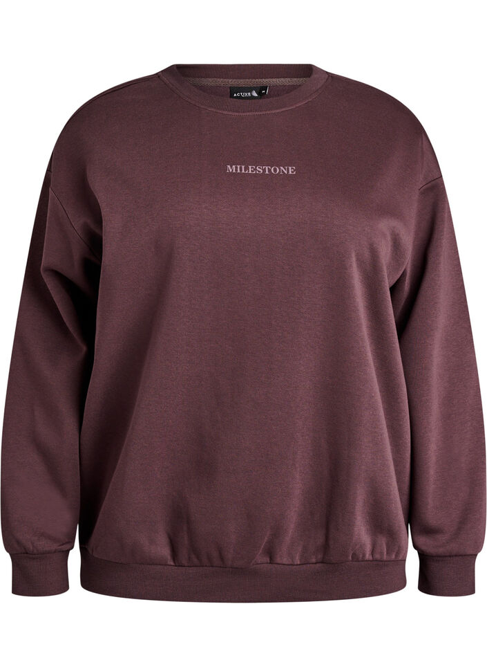 Sweatshirt med statement-detalje, Brun, Packshot