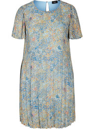 Plissé kjole med blomsterprint, Light Blue Multi AOP