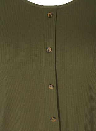 Kortærmet rib t-shirt med knapper, Ivy Green , Packshot image number 2
