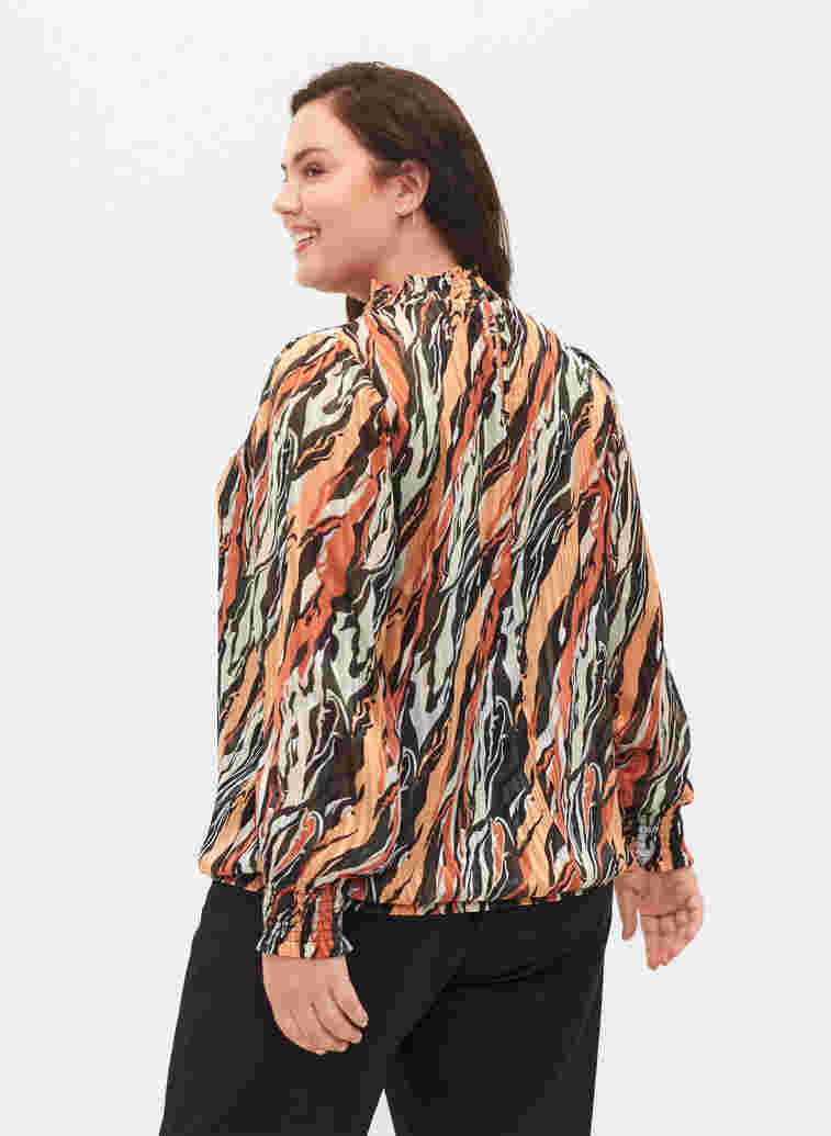 Printet bluse med smock, Multi Aop, Model image number 1