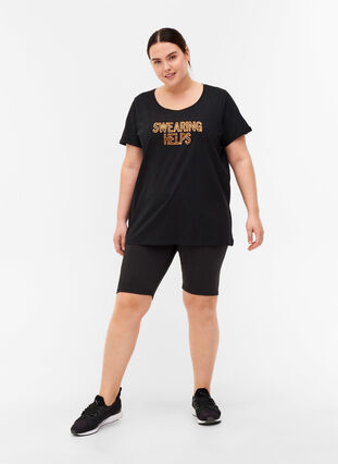 Trænings t-shirt med print, Black Swearing, Model image number 3