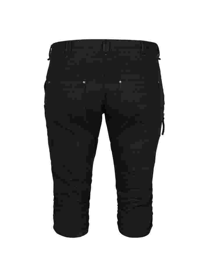 Slim fit capri jeans med lommer, Black, Packshot image number 1