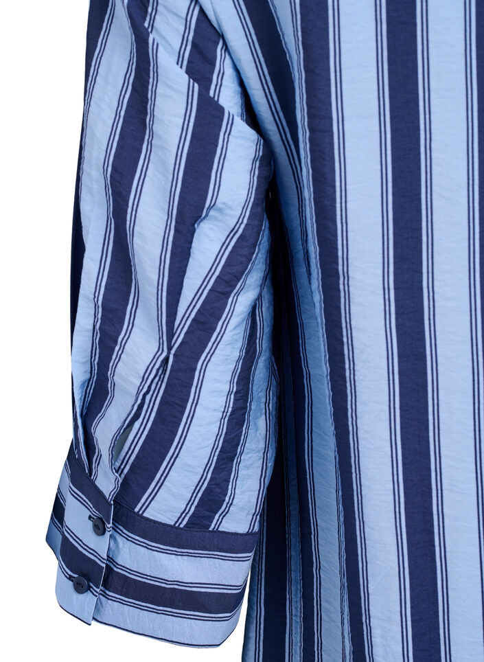 Kort kjole med krave og brystlomme, Blå, Packshot image number 3