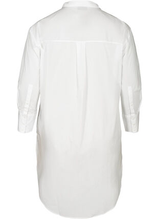 Lang bomulds skjorte med brystlomme, Bright White, Packshot image number 1