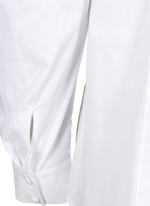 Bomulds skjorte med pufærmer, Bright White, Packshot image number 3