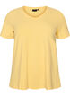 Ensfarvet basis t-shirt i bomuld, Gul, Packshot image number 0
