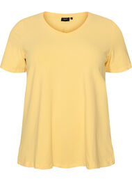 Ensfarvet basis t-shirt i bomuld, Gul