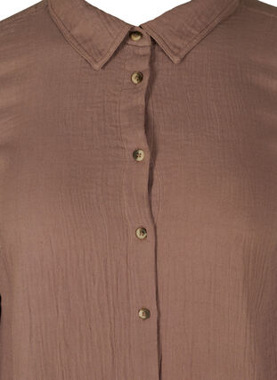 Lang bomulds skjorte med en klassisk  krave, Deep Taupe, Packshot image number 2