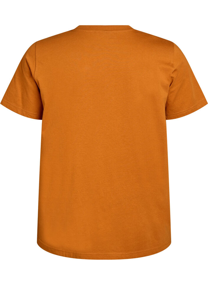 Basis t-shirt i bomuld med rund hals , Orange, Packshot image number 1