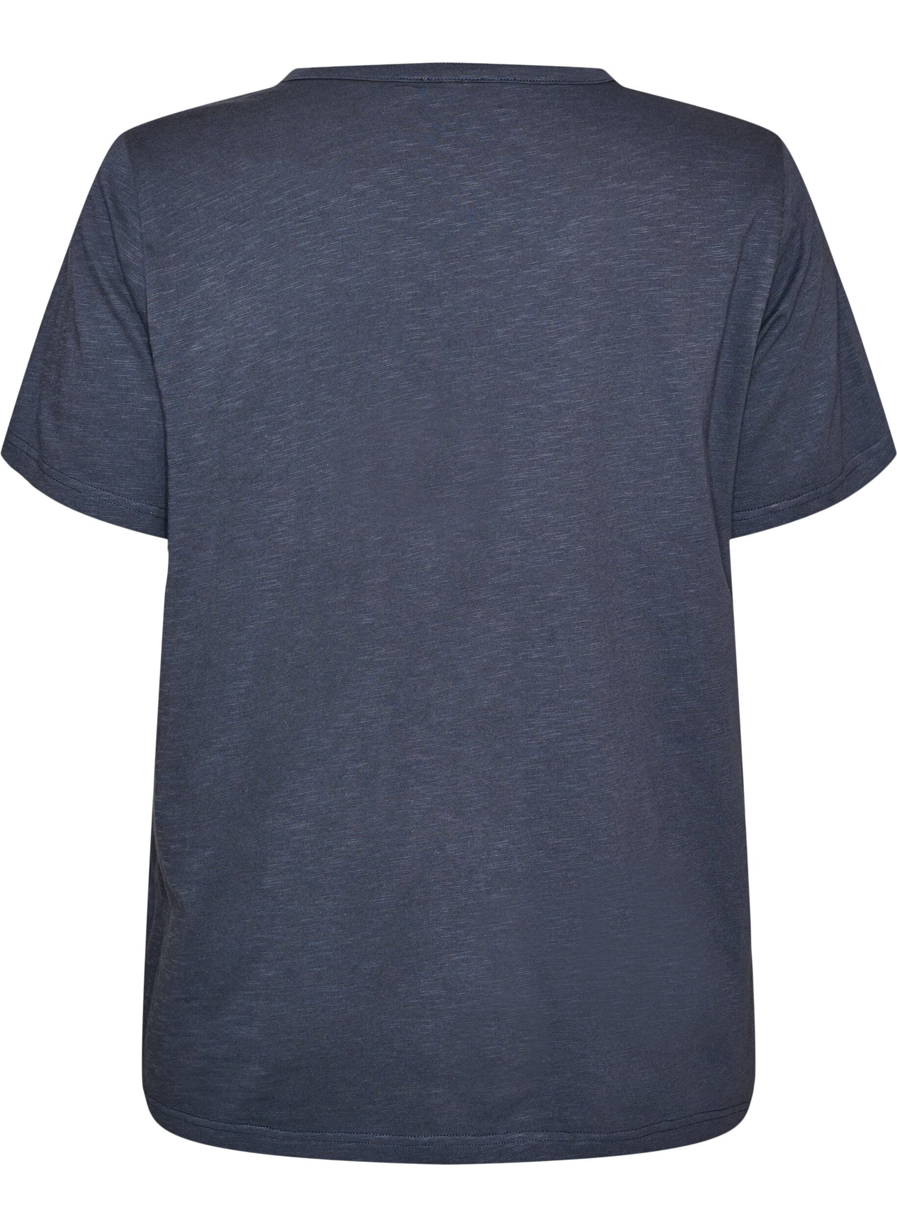 ZizziT-shirt med knapdetalje, Gr&aring;, Packshot image number 1