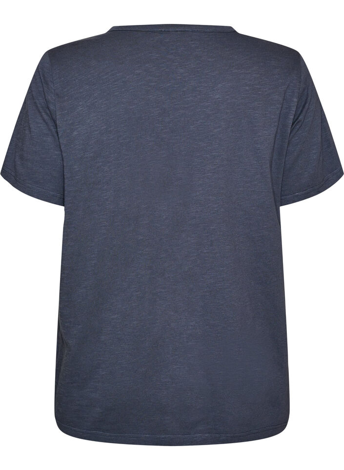 T-shirt med knapdetalje, Gr&aring;, Packshot image number 1