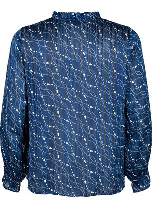 Langærmet bluse med flæser og print, Dress Bl. Swirl AOP, Packshot image number 1