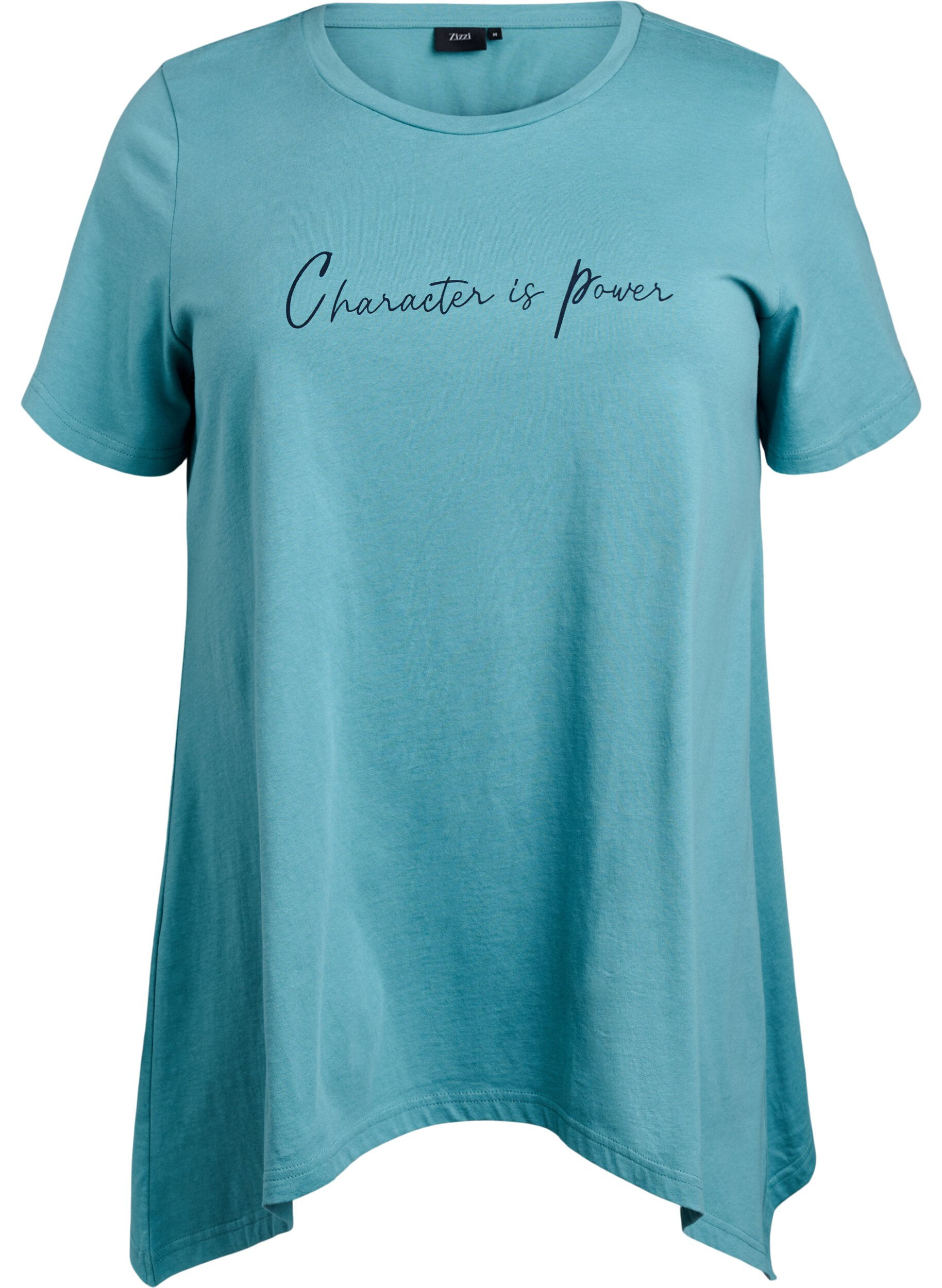 Zizzi T-shirt med rund hals og A-facon, Gr&oslash;n, Packshot image number 0