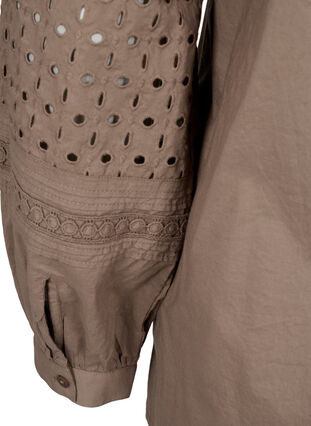 Bluse med lange ærmer og dekorative detaljer, Caribou, Packshot image number 3