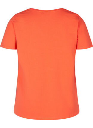 Basis t-shirt med v-hals, Living Coral, Packshot image number 1