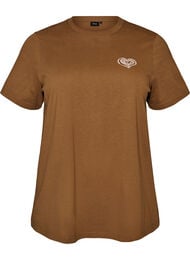 Bomulds T-shirt med print, Brun