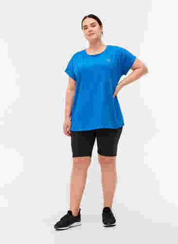 Ensfarvet trænings t-shirt, Daphne Blue, Model image number 3
