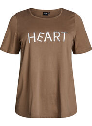 T-shirt med motiv, Brun