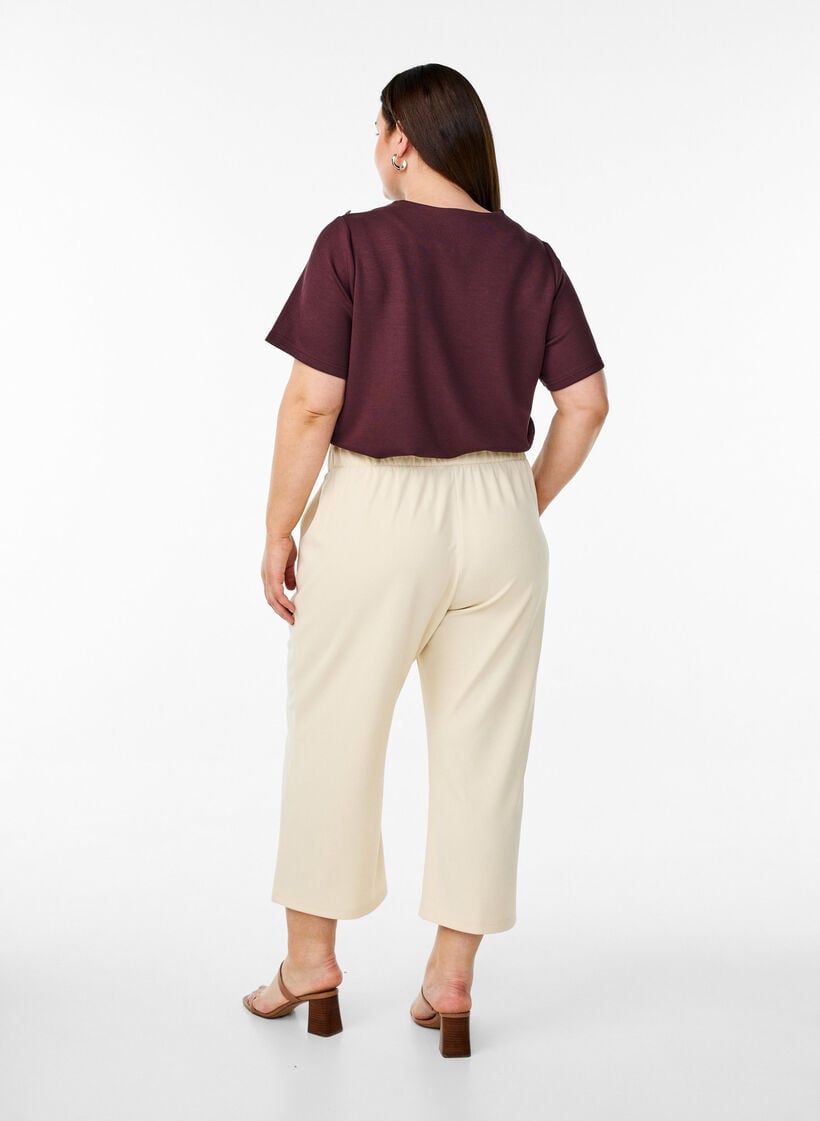 7/8 bukser med l&oslash;s pasform, Beige, Model image number 1