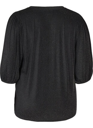 Glimmer bluse med 3/4 ærmer, Black, Packshot image number 1
